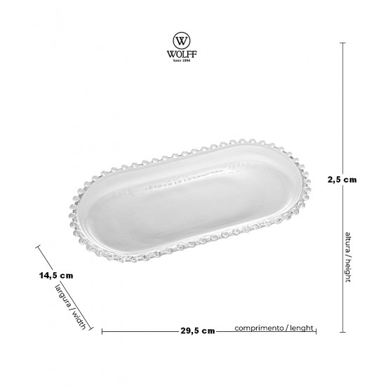 Travessa Oval 29,5cm Por 14,5cm Pearl Em Cristal Ecológico Wolff